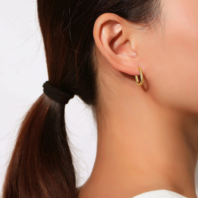 Silver Oblong Hoops
