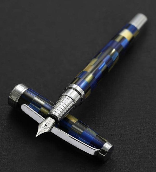 Urbanite Acrylic & Brass Fountain Pen (Medium Nib) - Modern Blue - Gifts for You 'n Me