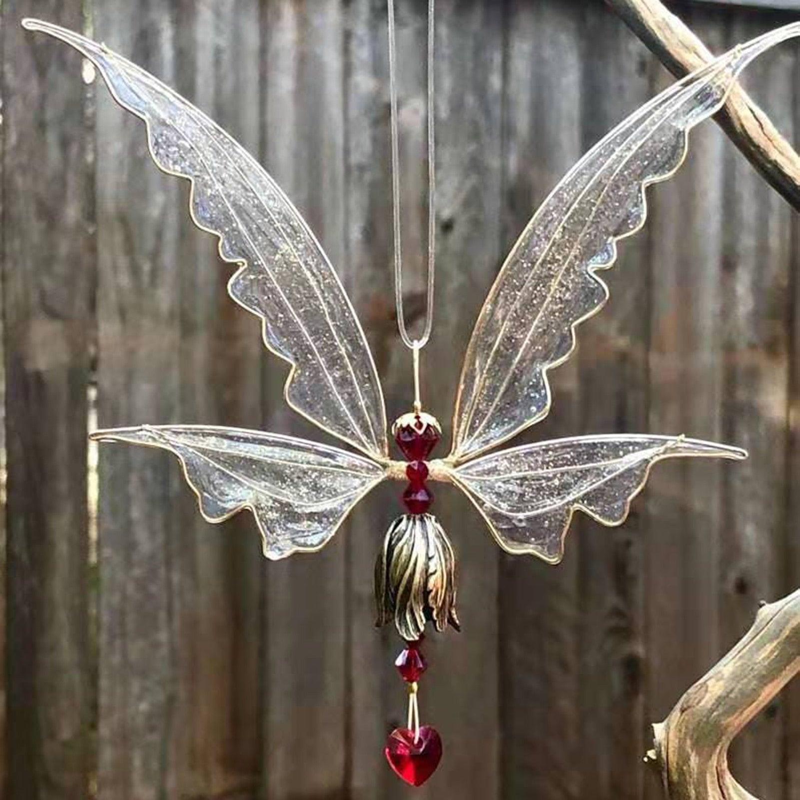 Memorial Butterfly Wind Chimes Angel  Wings Flying Bird Wind Chimes Garden Art Wings Wind Chime Patio Hummingbird Wind Chime Garden Hanging Decoration Outdoor Large Chimes For Patio  Porch Yard Black