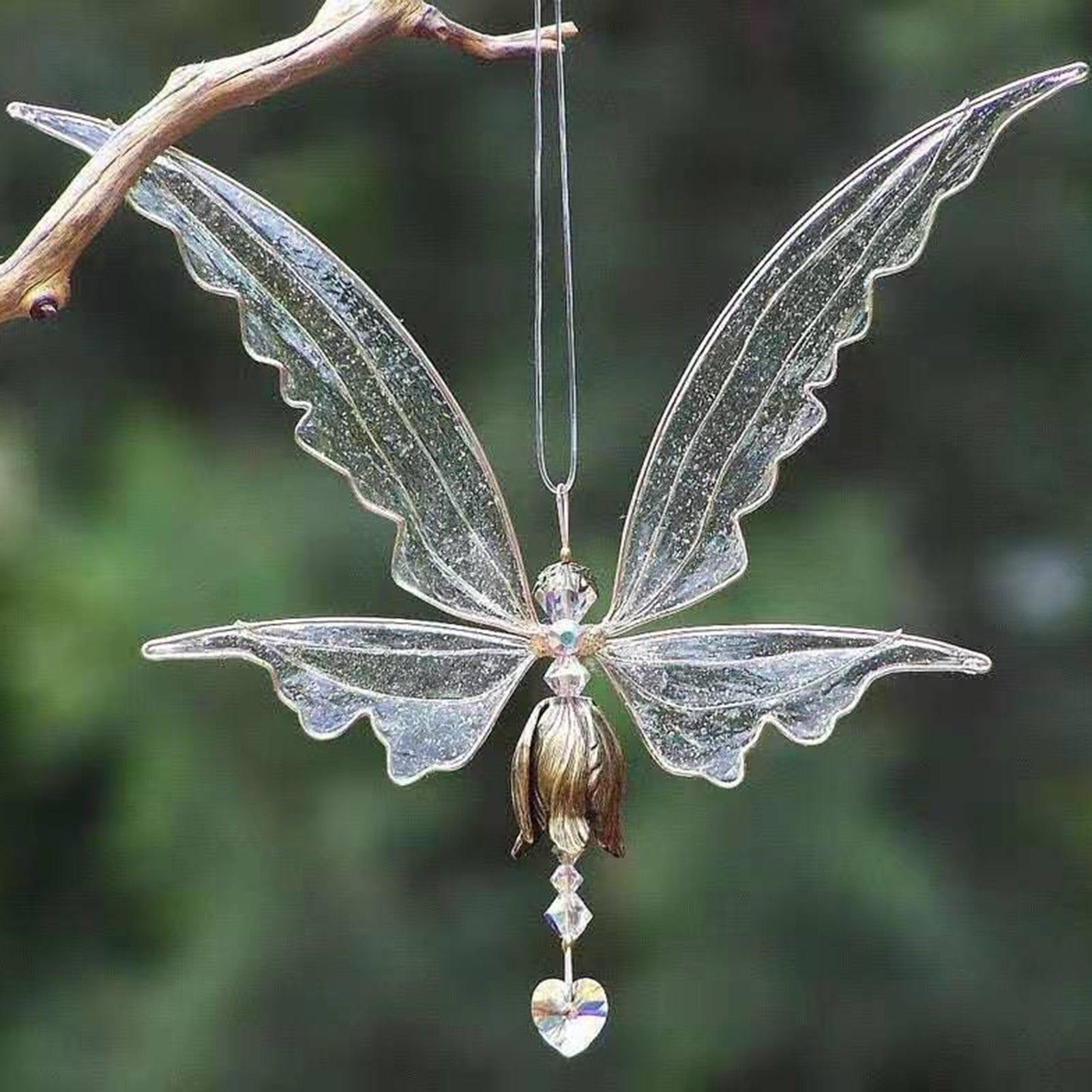 Memorial Butterfly Wind Chimes Angel  Wings Flying Bird Wind Chimes Garden Art Wings Wind Chime Patio Hummingbird Wind Chime Garden Hanging Decoration Outdoor Large Chimes For Patio  Porch Yard Black