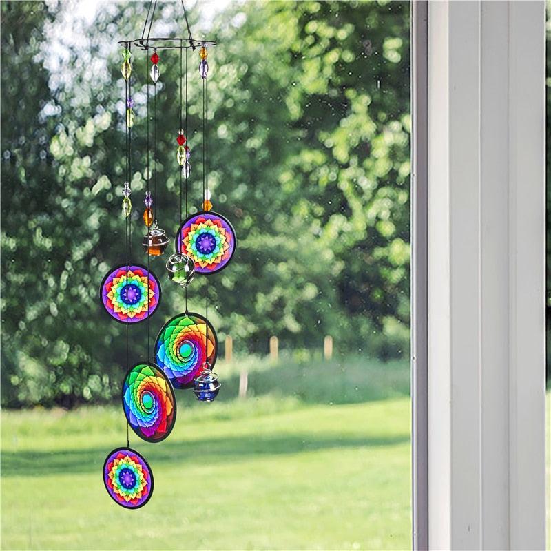 Memorial Wind-chimes Crystal Ball Rainbow Maker Window Sun-catcher Hanging Fengshui Wind Chimes Decoration For Patio Balcony Garden Ornaments Decor For Window Home Garden