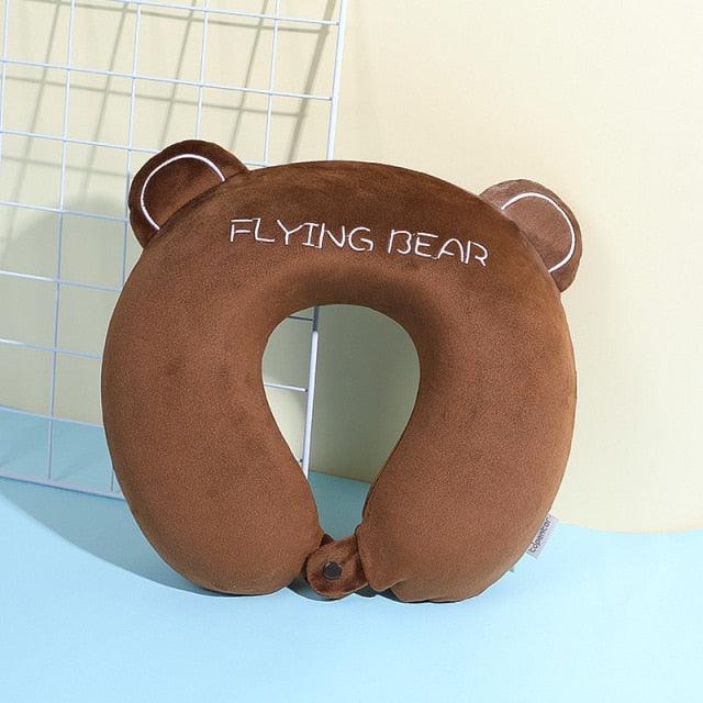 Memory Foam U-Shaped Pillow Slow Rebound Neck Pillow Nap Airplane Pillow Travel Cartoon Memory U-Shaped Headrest Long Trip Memory Foam Pillow with Snap U-Shaped Airplane Car Flight Head Neck Support Pillow with Washable Cover