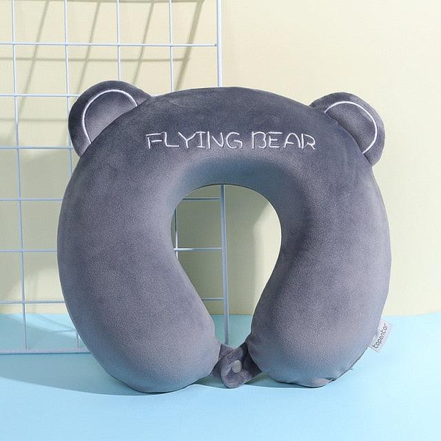 Memory Foam U-Shaped Pillow Slow Rebound Neck Pillow Nap Airplane Pillow Travel Cartoon Memory U-Shaped Headrest Long Trip Memory Foam Pillow with Snap U-Shaped Airplane Car Flight Head Neck Support Pillow with Washable Cover
