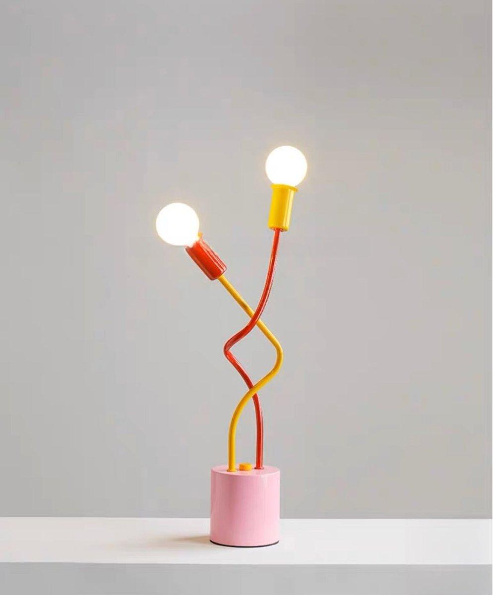 Whimsical Eclectic Memphis Cute Whimsical Sprout Table Lamp - Decorative Dopamine Metal Desk Lamp