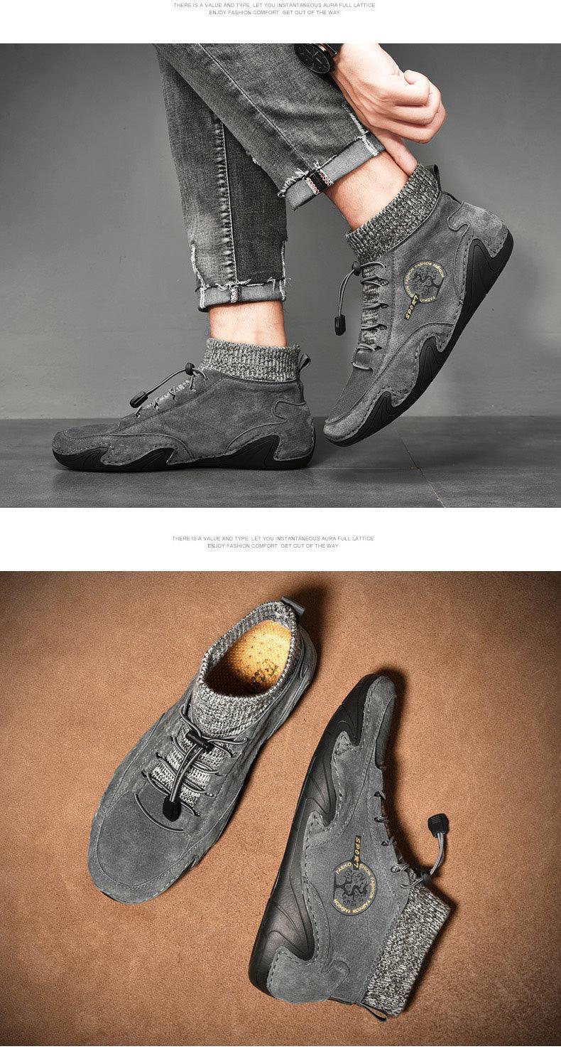 Men Beige Casual Shoes Outdoor Comfy Walking Sneakers Fashion All-Match Sneakers Breathable Cloth Casual Sports Flats Men Lightweight Outdoor Running Sneakers