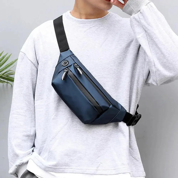 Men Blue Waterproof Belt Bag Fashion Chest Pack New Design High Quality Outdoor Sports Fanny Pack Men's Travel Shoulder Bags