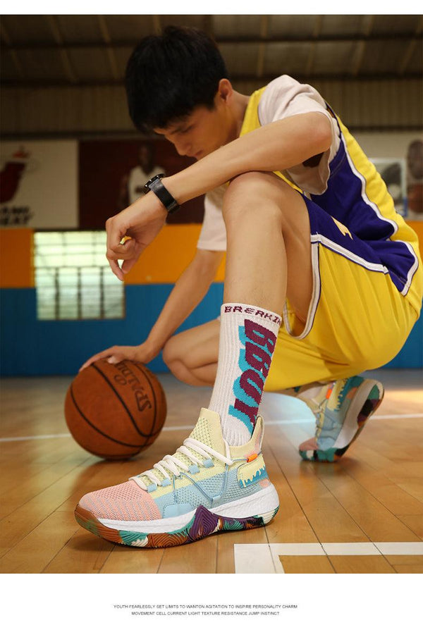 Men Breathable Basketball Shoes Shockproof High Top Sneakers Cushioning Sport Shoes Outdoor Training Ankle Boots Lightning Professional Anti Slip Sports Shoes For Running Walking Sport