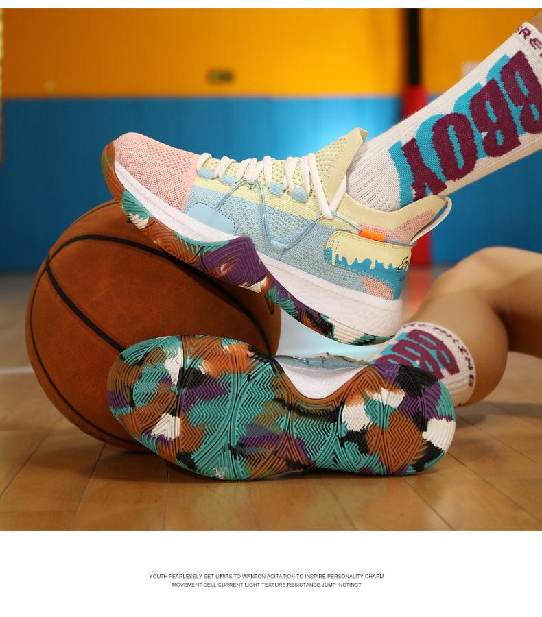 Men Breathable Basketball Shoes Shockproof High Top Sneakers Cushioning Sport Shoes Outdoor Training Ankle Boots Lightning Professional Anti Slip Sports Shoes For Running Walking Sport