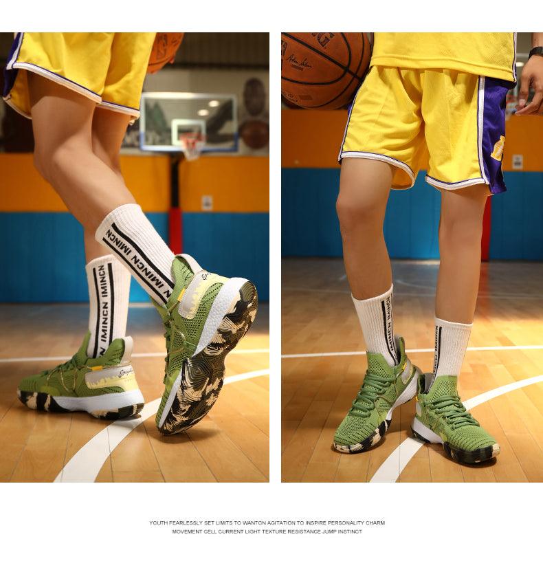 Men Breathable Basketball Shoes Shockproof High Top Sneakers Cushioning Sport Shoes Outdoor Training Ankle Boots Lightning Professional Anti Slip Sports Shoes For Running Walking Sport