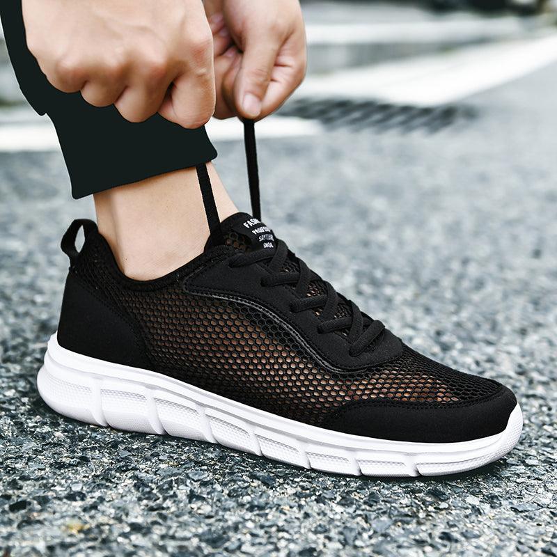 Men Casual Black Sneakers Fashion Light Breathable Summer Outdoor Beach Mesh Gym Running Sneakers Men Breathable Mesh Ultra Comfortable Athletic Fashion Jogging Sneaker
