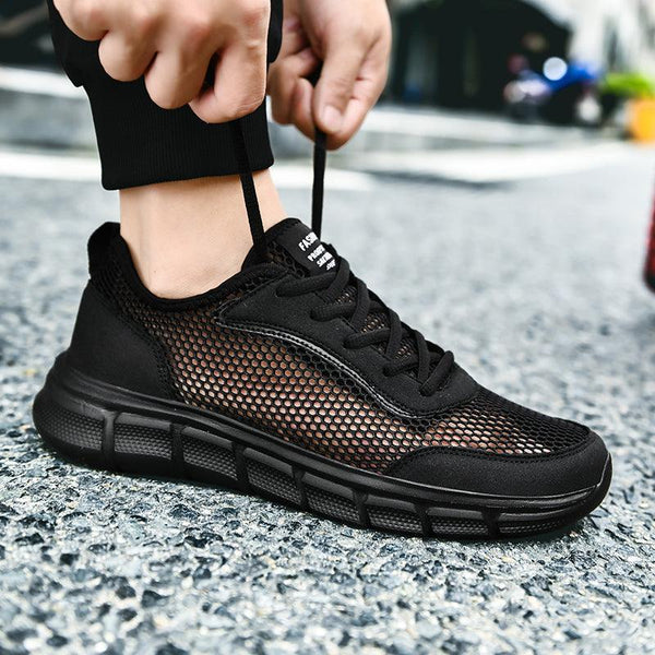 Men Casual Black Sneakers Fashion Light Breathable Summer Outdoor Beach Mesh Gym Running Sneakers Men Breathable Mesh Ultra Comfortable Athletic Fashion Jogging Sneaker