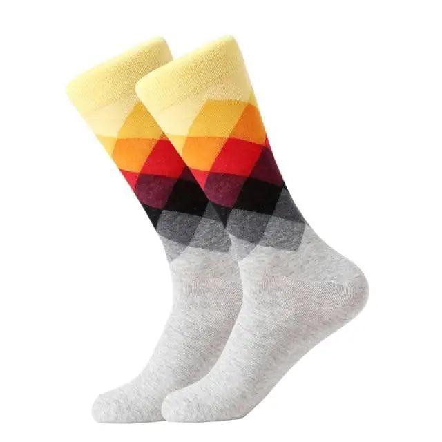 Men Cotton Socks Gradient Color Summer Style Long Wedding Sock Men  Knee High Business Socks Man Socks Men's Ladies Novelty Bright Colorful Patterned Cotton Socks