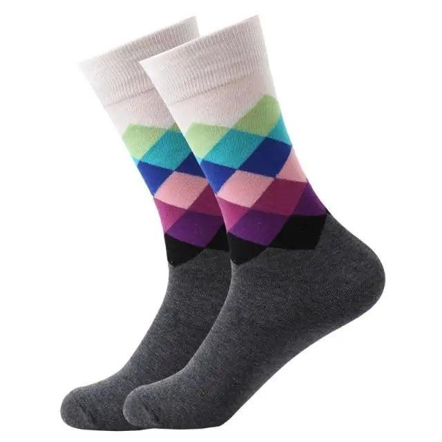 Men Cotton Socks Gradient Color Summer Style Long Wedding Sock Men  Knee High Business Socks Man Socks Men's Ladies Novelty Bright Colorful Patterned Cotton Socks