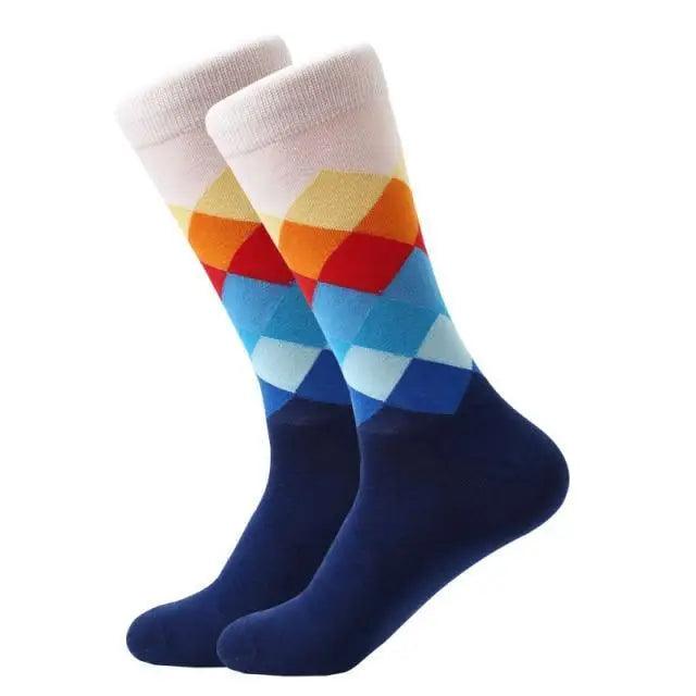 Men Cotton Socks Gradient Color Summer Style Long Wedding Sock Men  Knee High Business Socks Man Socks Men's Ladies Novelty Bright Colorful Patterned Cotton Socks