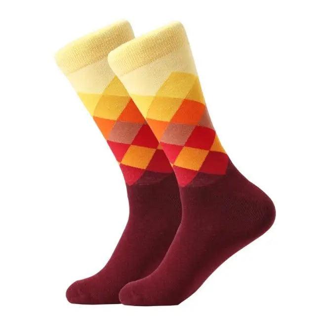 Men Cotton Socks Gradient Color Summer Style Long Wedding Sock Men  Knee High Business Socks Man Socks Men's Ladies Novelty Bright Colorful Patterned Cotton Socks