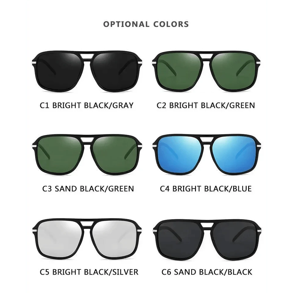 Men Elegant Cool Square Style Fashion Polarized Sunglasses Driving Vintage Design UV400 Sun Glasses