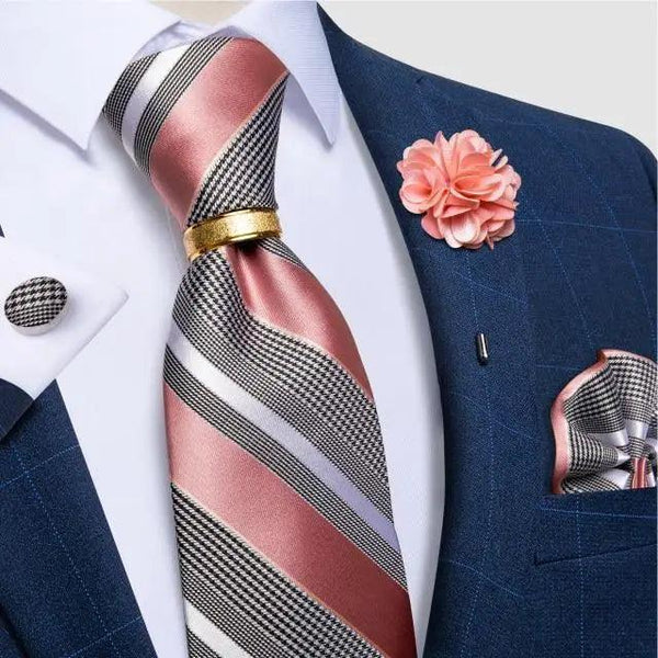 Men Luxury Red Silk Necktie Matching Cufflinks Set For Men Bridegroom Wedding Business Necktie Elegant Design Ideal Gift For Men