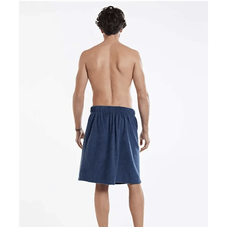 Men Plush Fleece Wrap Spa Gym Bath Wrap Solid Color Classy Design Bathrobes With Pocket Trendy Men's Bath Wrap