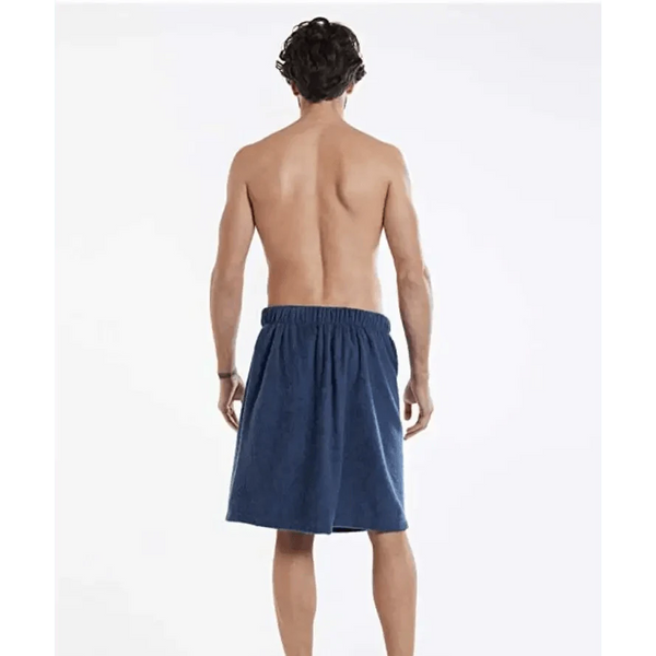 Men Plush Fleece Wrap Spa Gym Bath Wrap Solid Color Classy Design Bathrobes With Pocket Trendy Men's Bath Wrap