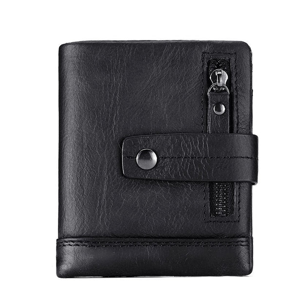 Men's Bag Zipper Buckle Multi-Card First Layer Cowhide Coin Purse Short Leather Men's Wallet
