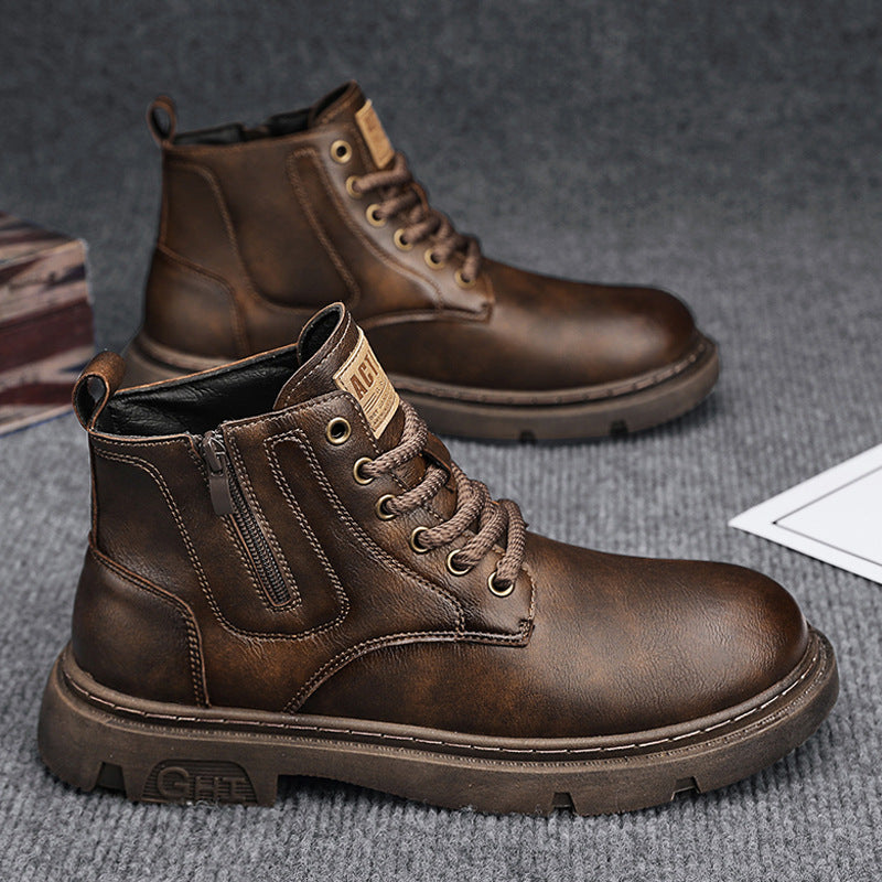 Men's British style short boots for autumn new side zipper casual retro versatile Martin boots