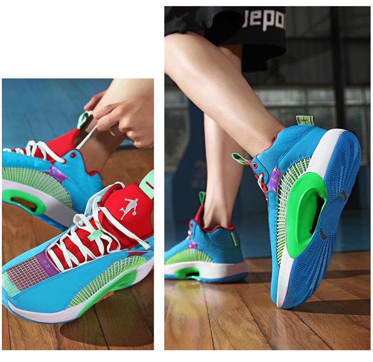 Men's Casual Breathable Comfortable Cushioned Soft Professional Sports Basketball Shoes Outdoor Street Sports Shoes Lightning Professional Anti Slip Sports Shoes For Running Walking