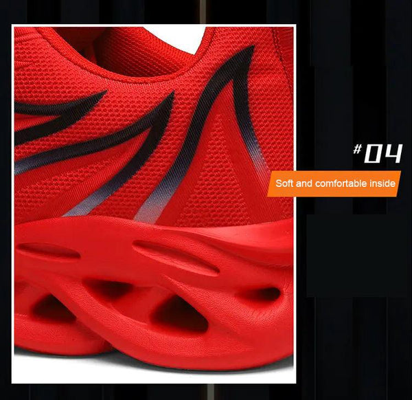 Men's Casual Sneakers Flame Print Running Mesh Shoes Outdoor Lightweight Twist Bottom Breathable Tennis Sport Shoes For Workout Walking Outdoor Sport Gym Fashion Sneakers