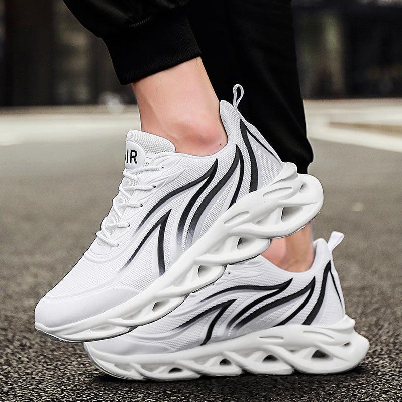 Men's Casual Sneakers Flame Print Running Mesh Shoes Outdoor Lightweight Twist Bottom Breathable Tennis Sport Shoes For Workout Walking Outdoor Sport Gym Fashion Sneakers
