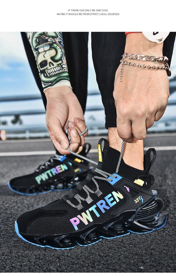 Men's Casual Sports Increase Fashion Reflective Blade Running Sneakers Luxury Walking Gym Shoes High Quality Breathable Mesh Sneakers For Jogging Walking Athletics Trainer Sports Sneakers