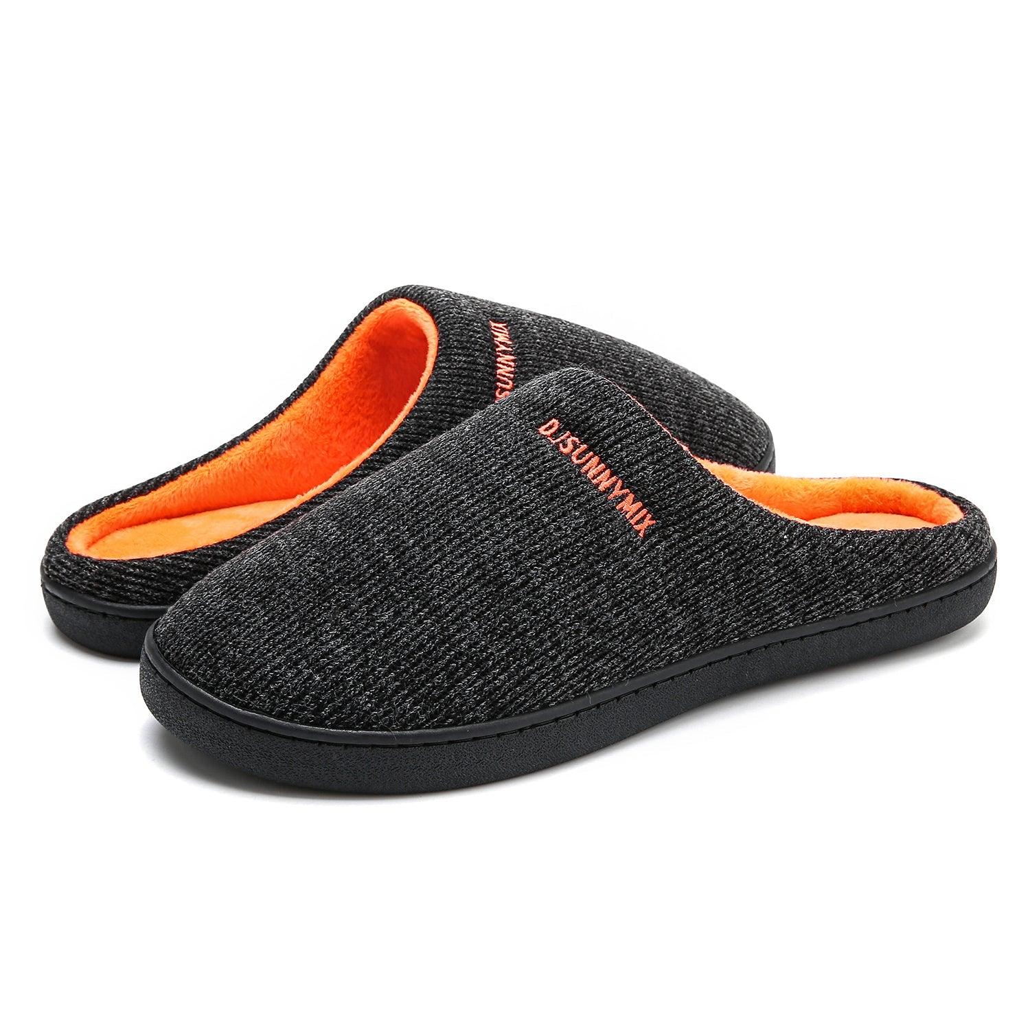 Men's Cotton Fabric Slippers Indoor Non-Slip Home Fur Couple Flat  Men Winter Slipper Cotton Memory Foam Slippers Comfort Knitted Cotton-blend Closed Toe House Indoor Outdoor Shoes