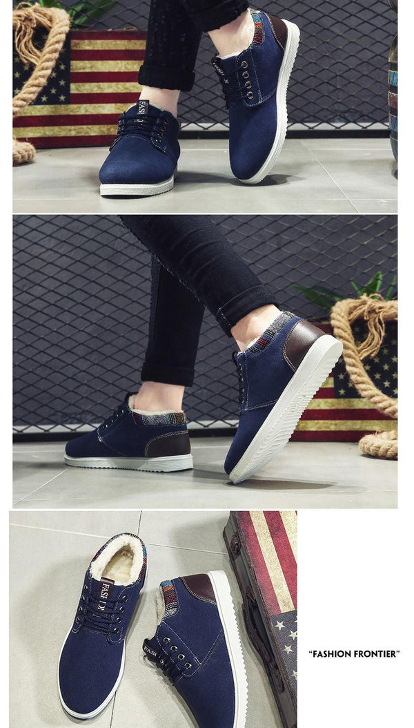 Men's Cotton Snow Boots Winter Plus Velvet Warm Casual Hiking Boots Breathable Slip Resistant Trial Hiking Shoes Mountain Biking Outdoor Work Shoes