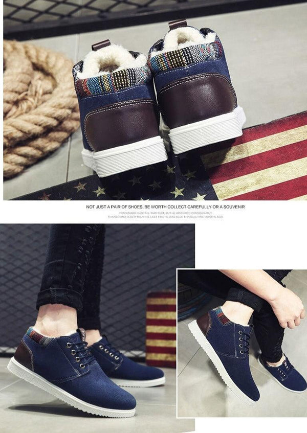 Men's Cotton Snow Boots Winter Plus Velvet Warm Casual Hiking Boots Breathable Slip Resistant Trial Hiking Shoes Mountain Biking Outdoor Work Shoes