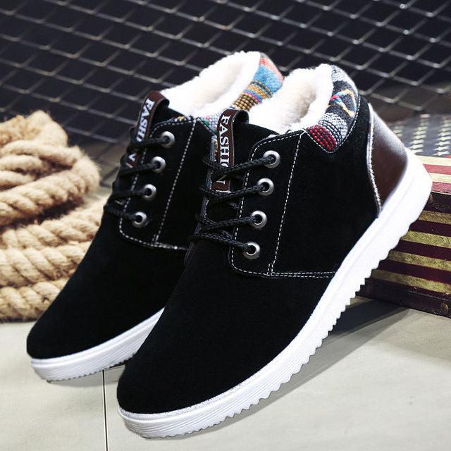 Men's Cotton Snow Boots Winter Plus Velvet Warm Casual Hiking Boots Breathable Slip Resistant Trial Hiking Shoes Mountain Biking Outdoor Work Shoes