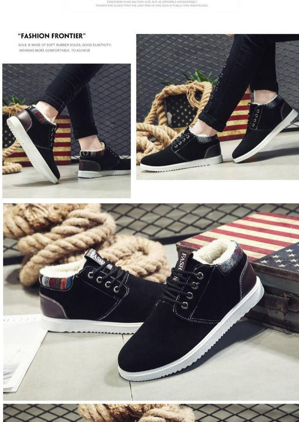 Men's Cotton Snow Boots Winter Plus Velvet Warm Casual Hiking Boots Breathable Slip Resistant Trial Hiking Shoes Mountain Biking Outdoor Work Shoes