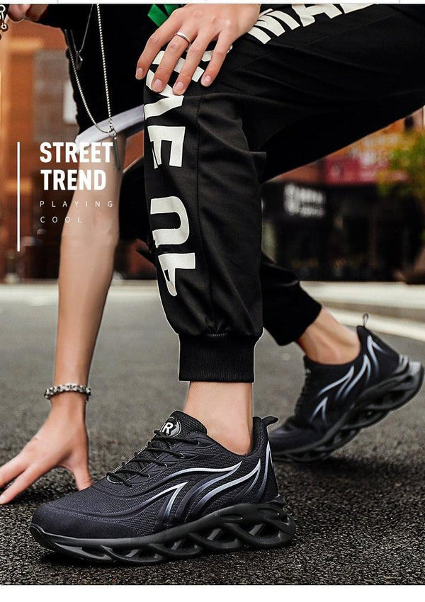 Men's Flame Printed Sneakers Flying Weave Sports Comfortable Running Outdoor Men Athletic Shoes Breathable Casual Sports High Quality Sport Design Sneaker