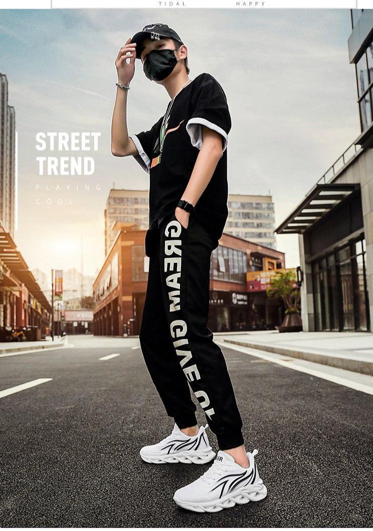 Men's Flame Printed Sneakers Flying Weave Sports Comfortable Running Outdoor Men Athletic Shoes Breathable Casual Sports High Quality Sport Design Sneaker