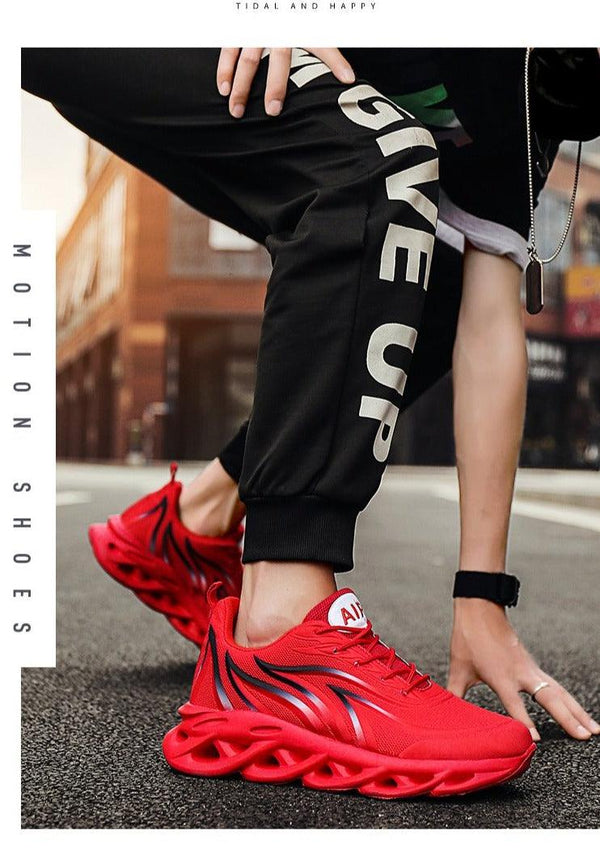 Men's Flame Printed Sneakers Flying Weave Sports Comfortable Running Outdoor Men Athletic Shoes Breathable Casual Sports High Quality Sport Design Sneaker