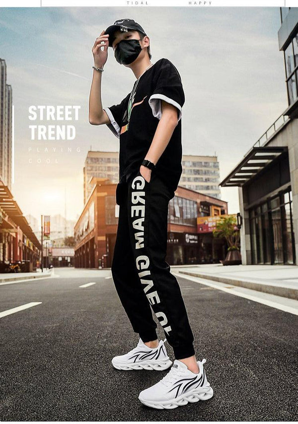 Men's Flame Printed Sneakers Flying Weave Sports Comfortable Running Outdoor Men Athletic Shoes Breathable Casual Sports High Quality Sport Design Sneaker