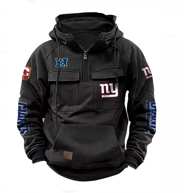 Men's hooded sweatshirt European and American retro multi pocket sweatshirt jacket