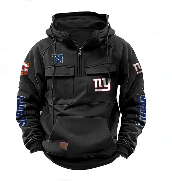 Men's hooded sweatshirt European and American retro multi pocket sweatshirt jacket