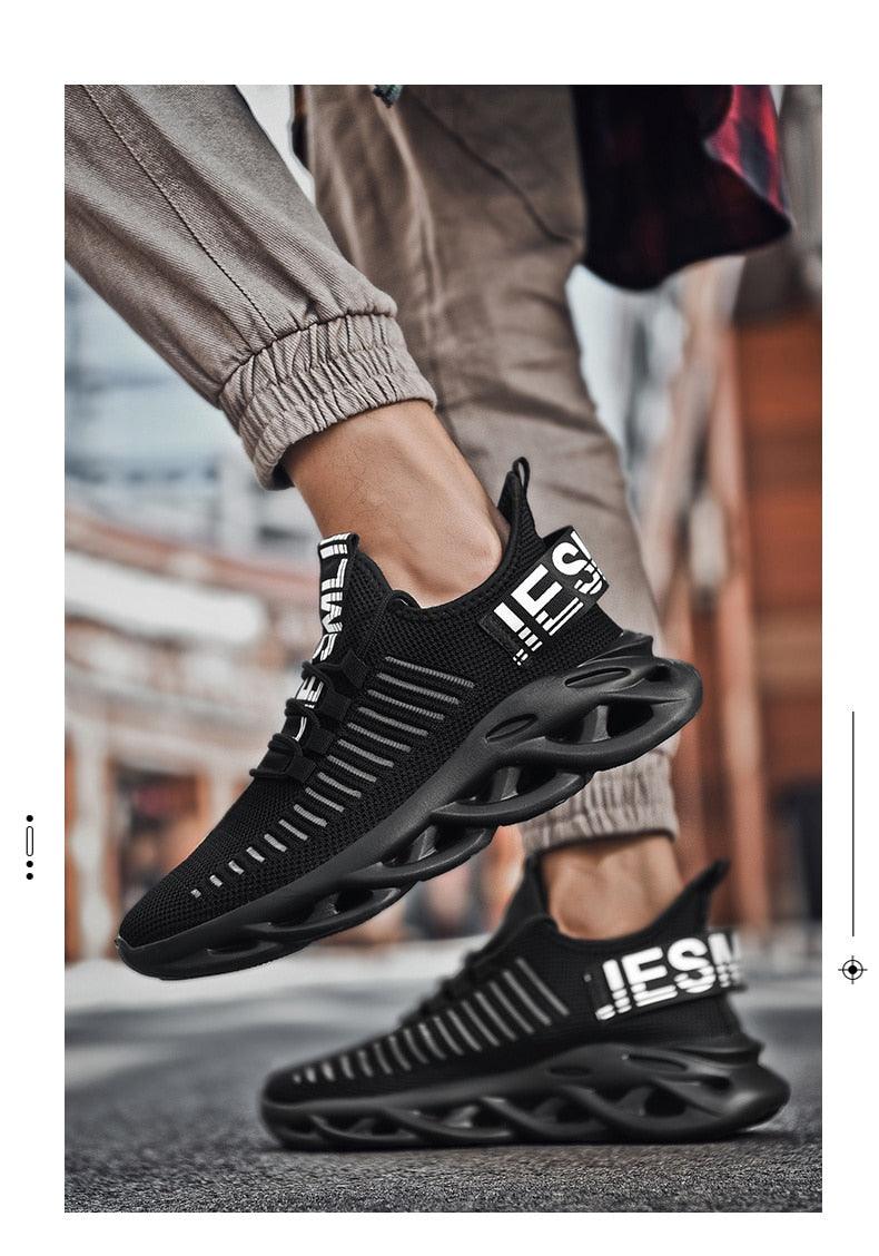 Men's Luxury Sneakers Autumn Mens Casual Shoes Lace-Up Breathable Light Running Tenis Shoes Modern Sneakers Breathable Black Trendy Sneakers