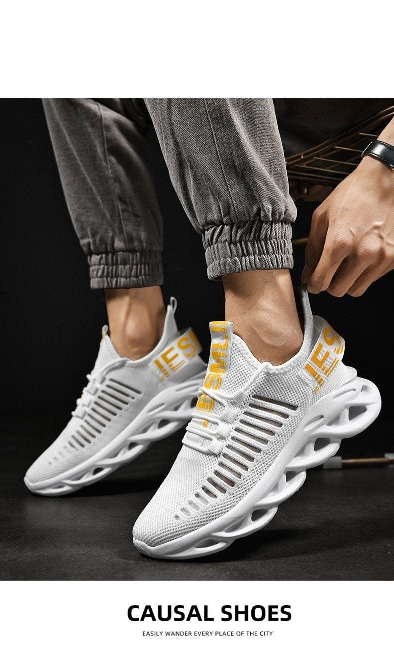 Men's Luxury Sneakers Autumn Mens Casual Shoes Lace-Up Breathable Light Running Tenis Shoes Modern Sneakers Breathable Black Trendy Sneakers