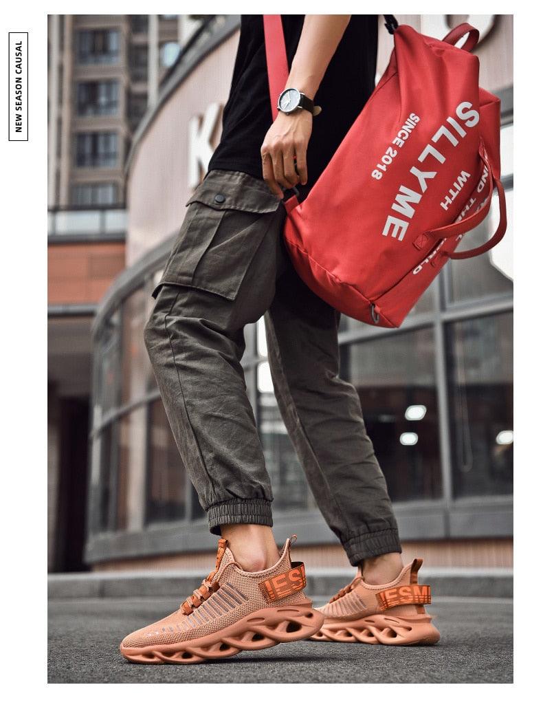 Men's Luxury Sneakers Autumn Mens Casual Shoes Lace-Up Breathable Light Running Tenis Shoes Modern Sneakers Breathable Black Trendy Sneakers