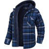 Men's Modern Warm Jacket With Removable Hood Winter Coats Men's Hooded Jackets Fashionable Autumn Jackets Winter Warm Coat Thick Hoodie Long Sleeve Outdoor Plaid Shirt Jackets