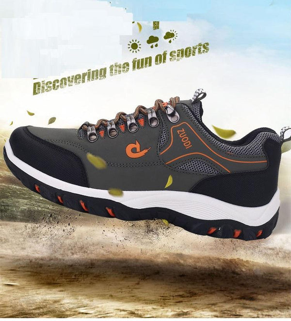 Men's Sports Hiking Shoes Low-Top Breathable Non-Slip Wear-Resistant Outdoor Leisure Sports Shoes Men Leather Non-Slip Sneakers Lightweight Low Top For Outdoor Trailing Walking Shoes