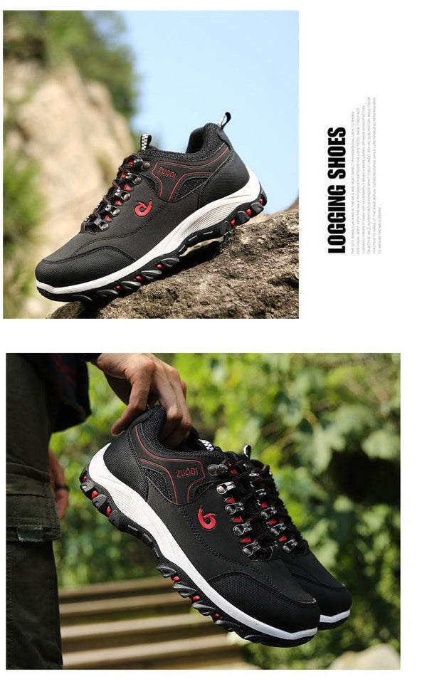 Men's Sports Hiking Shoes Low-Top Breathable Non-Slip Wear-Resistant Outdoor Leisure Sports Shoes Men Leather Non-Slip Sneakers Lightweight Low Top For Outdoor Trailing Walking Shoes