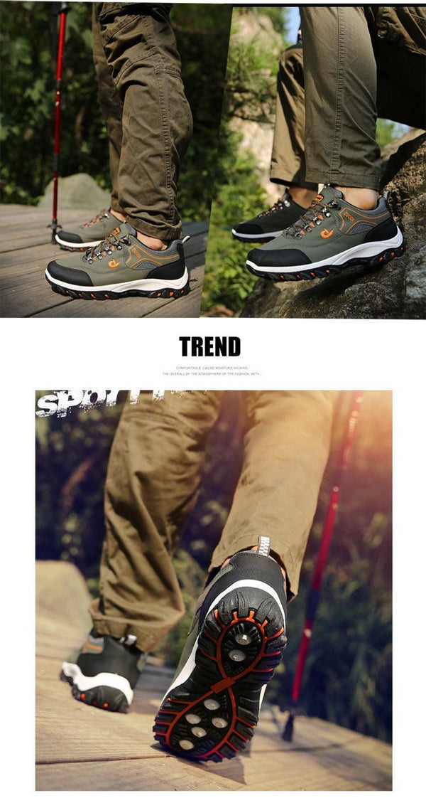 Men's Sports Hiking Shoes Low-Top Breathable Non-Slip Wear-Resistant Outdoor Leisure Sports Shoes Men Leather Non-Slip Sneakers Lightweight Low Top For Outdoor Trailing Walking Shoes