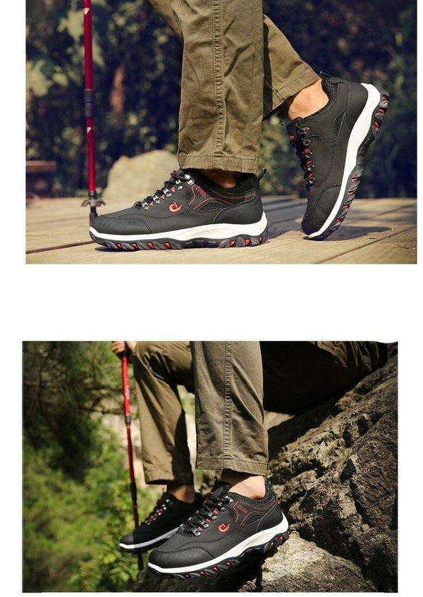 Men's Sports Hiking Shoes Low-Top Breathable Non-Slip Wear-Resistant Outdoor Leisure Sports Shoes Men Leather Non-Slip Sneakers Lightweight Low Top For Outdoor Trailing Walking Shoes