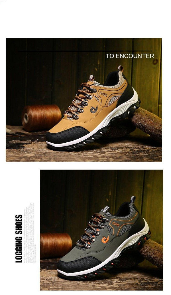 Men's Sports Hiking Shoes Low-Top Breathable Non-Slip Wear-Resistant Outdoor Leisure Sports Shoes Men Leather Non-Slip Sneakers Lightweight Low Top For Outdoor Trailing Walking Shoes