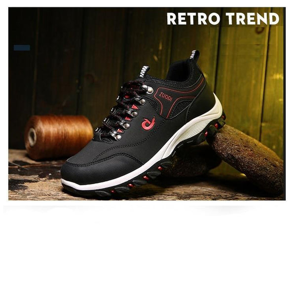 Men's Sports Hiking Shoes Low-Top Breathable Non-Slip Wear-Resistant Outdoor Leisure Sports Shoes Men Leather Non-Slip Sneakers Lightweight Low Top For Outdoor Trailing Walking Shoes